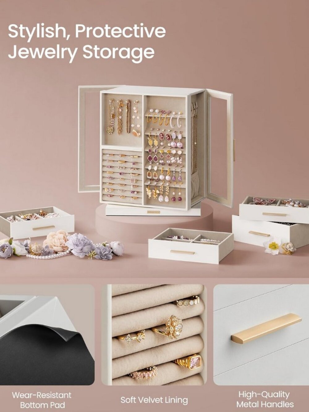 SONGMICS Jewelry Box 360° Rotating 7 Drawers